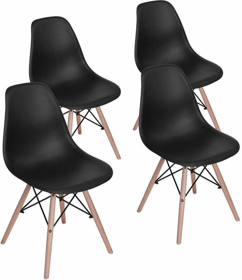 Beyo-living Eetkamerstoel-Eetkamerstoelen Set van 4 set-Eetkamerstoel-eettafel-woonkamer stoel-Design eetkamer stoel Scandinavische stijl Modern Design set van 4 Kuipstoel Terrasstoel Zwart
