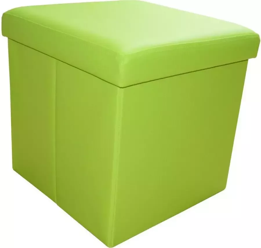Beyo-living Vouwbare Opberg Poef Voetenbank Zitkubus met opbergruimte Opbergbox Imitatieleer – groen