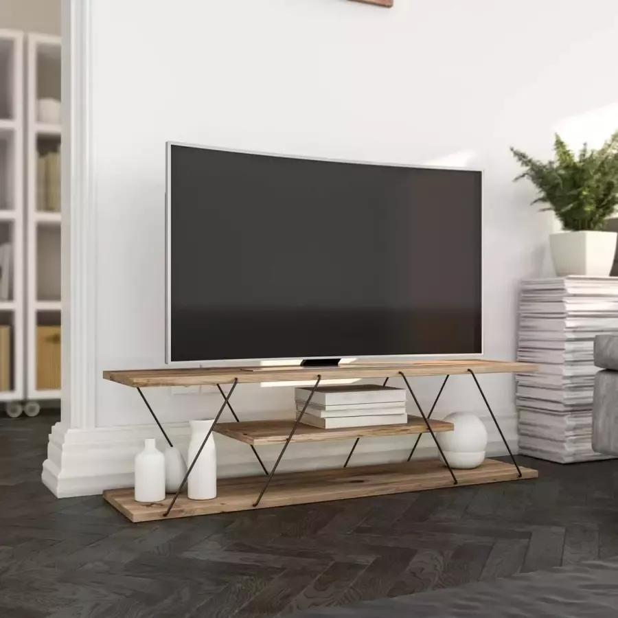 BFD BestFurnitureDesign TV-meubel Hout L120 cm x D30cm x H33 cm Walnout-Zwart