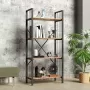 BFD Boekenkast Vakkenkast Industrieel Modern Design Hout Metaal Bruin Zwart 60x30x150 - Thumbnail 2