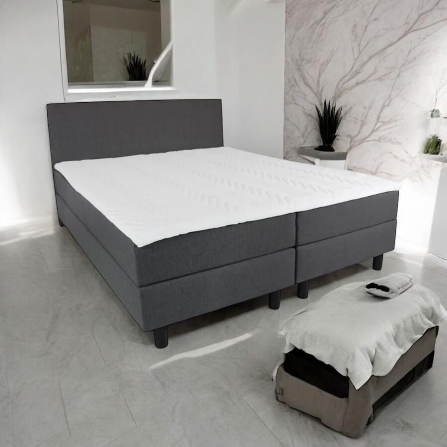 BG Homestyling Boxspring Essential 140x220 Compleet Antraciet Glad