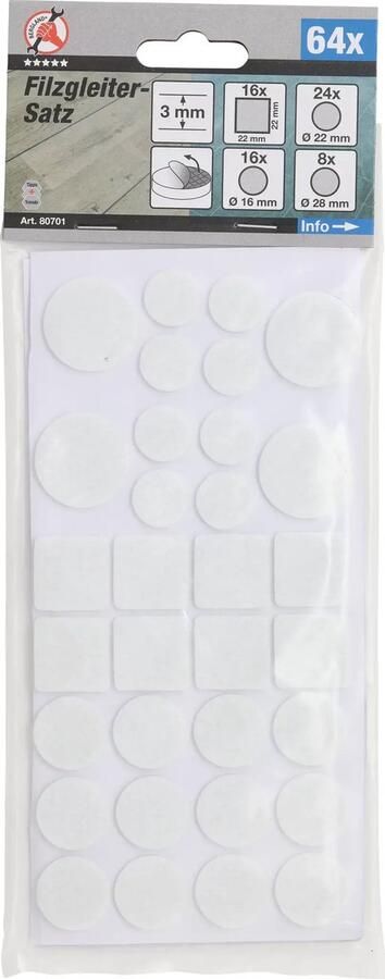 BGS 80701 Jeu de protections antidérapants blanc 64 pièces