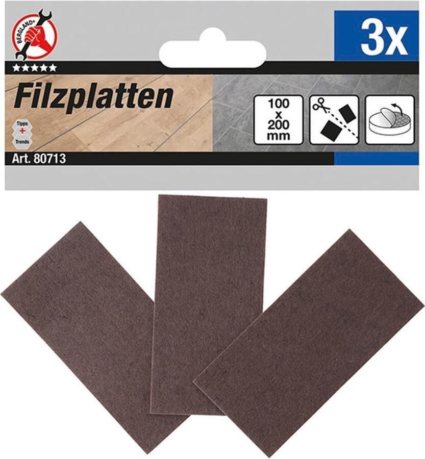 BGS 80713 Patin en feutre plaques brun 100 x 200 mm 3 pièces - Foto 2