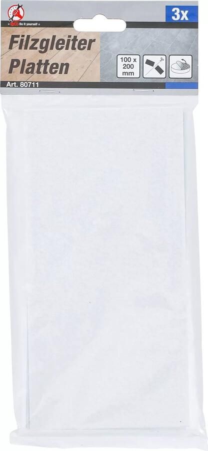 BGS 80711 Patin en feutre plaques blanc 100 x 200 mm 3 pièces