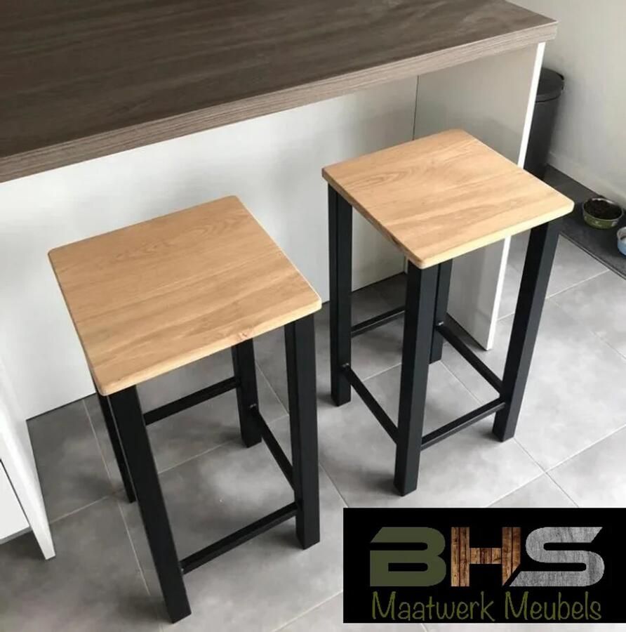 BHS Maatwerk Meubels BHS Barkruk Alex Industriële barkruk Eikenhout Staal