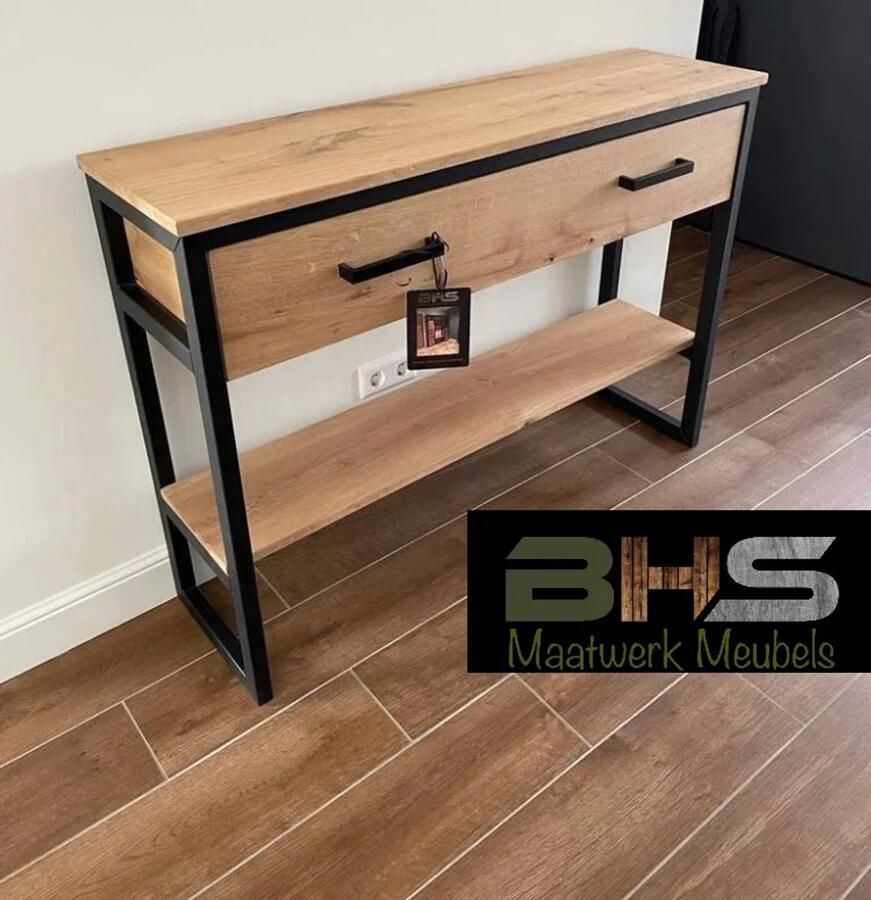 BHS Maatwerk Meubels BHS Sidetable Loes Sidetable met lade Eikenhout Staal