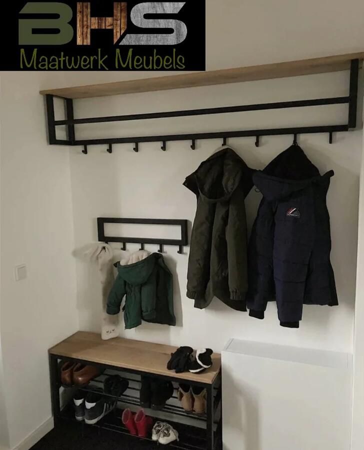 BHS Maatwerk Meubels BHS Wandkapstok Nijkerk Wandkapstok Kapstok Industrieel Eikenhout Staal