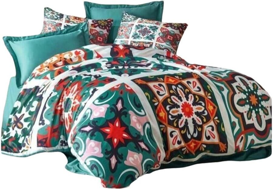 Bigbuy Home Dekbedovertrek set Groen Bed van 200 3 Onderdelen