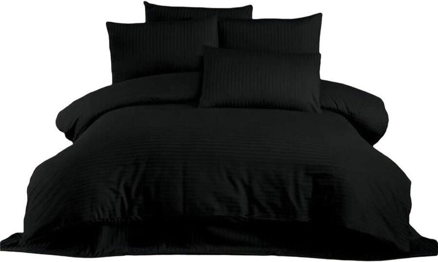 Bigbuy Home Dekbedovertrek set Zwart Bed van 200 3 Onderdelen