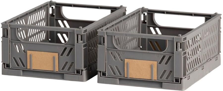 Bigbuy Home Set van opstapelbare opbergboxen Donker grijs 25 x 16 5 x 10 cm