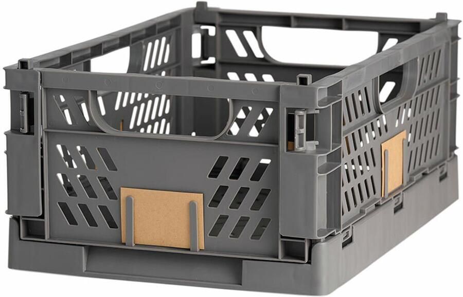 Bigbuy Home Set van opstapelbare opbergboxen Donker grijs 50 x 33 x 25 cm