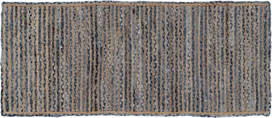 Bigbuy Home Tapijt Natuurlijk Blauw Katoen Jute 170 x 70 cm
