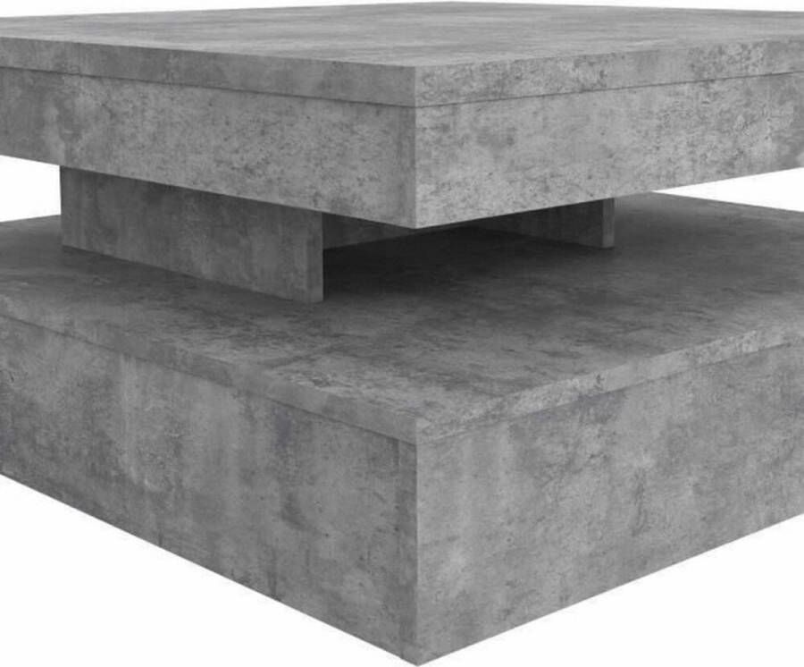 Merkloos Draaibare vierkante Salontafel Spaanplaat Lichtgrijs betondecor Klassiek L 78 x D 78 x H 35 4 cm KOFFIE - Foto 3