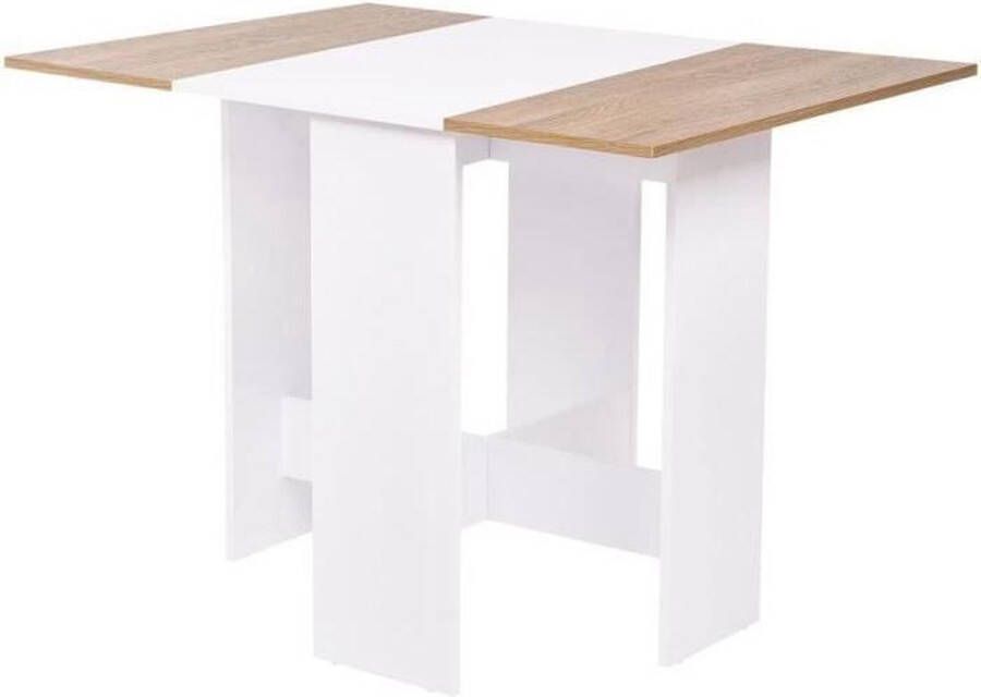 Merkloos BB Home Varda opklapbare eettafel spaanplaat met papierdecor wit en eiken