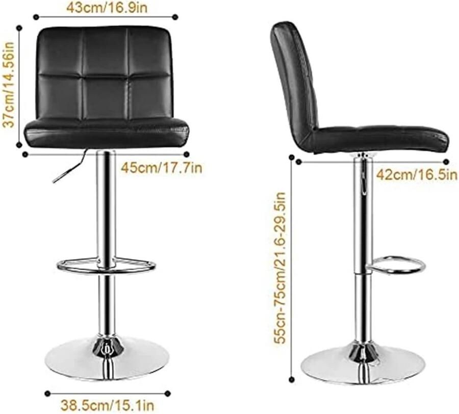 BIGZZIA RoyaLuxe Barkruk Barkrukken Set Van 2 Kruk Bar Eetkamerstoelen Eetkamerstoel Stoel Bar Stoel Stoeltje Stoelen