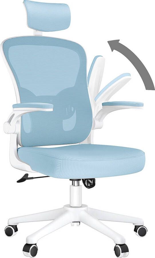 BIGZZIA Bureaustoel Ergonomische Fauteuil met 2D Armleggers Hoogte Hoofdsteun Lendensteun Verstelbare Rugleuning Blauw