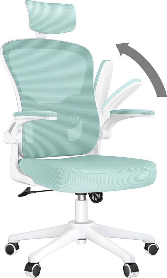 BIGZZIA Bureaustoel Ergonomische Fauteuil met 2D Armleggers Hoogte Hoofdsteun Lendensteun Verstelbare Rugleuning Groen