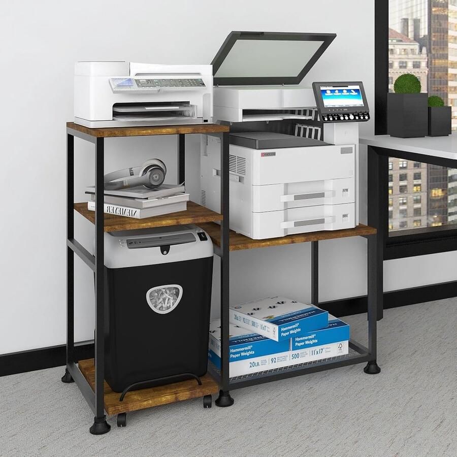 Bingfeng Printertafel Printerstandaard printerkast grote printerstandaard met opbergplanken robuuste printertafel voor thuiskantoororganisatie ruimtebesparend rek voor CPU-versnipperaar