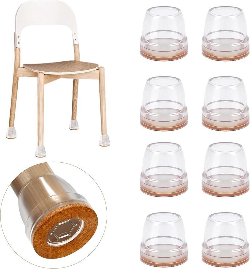 Bingfing 8 stuks stoelpootbeschermers voor hardhouten vloeren siliconen stoelpoothoezen gemakkelijk te verplaatsen beschermen meubelpoten vloeren verminderen lawaai en krassen (geschikt 1 5 2 0 cm)