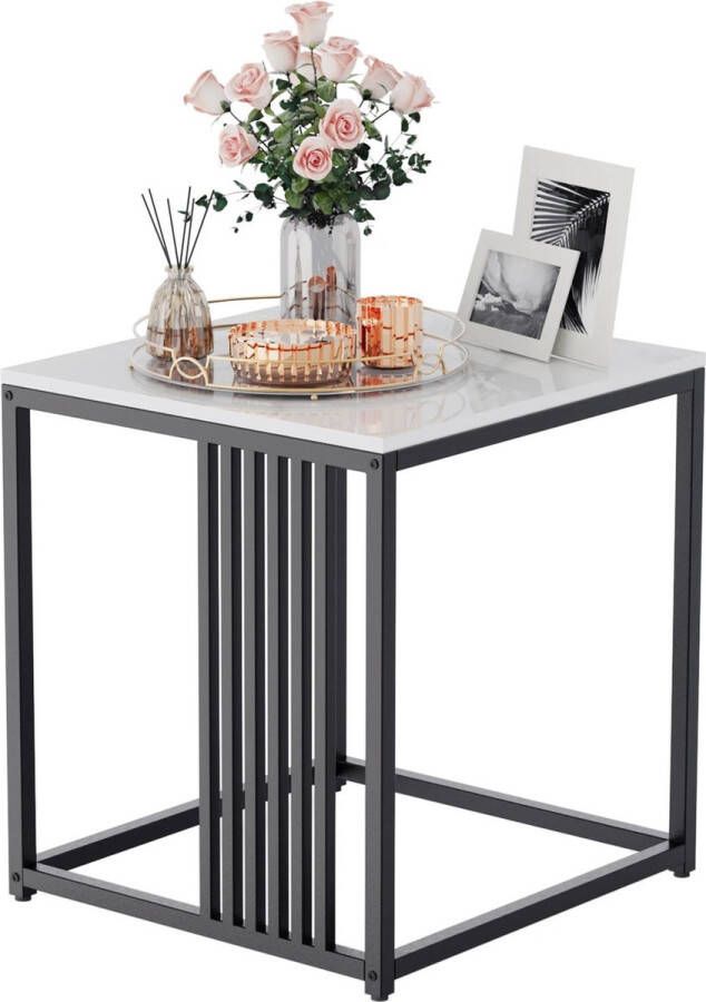 Bingopaw AllinShop Salontafel Bijzettafel Koffietafel Marmer Tafelblad Nordic Vierkant 45x40x40CM