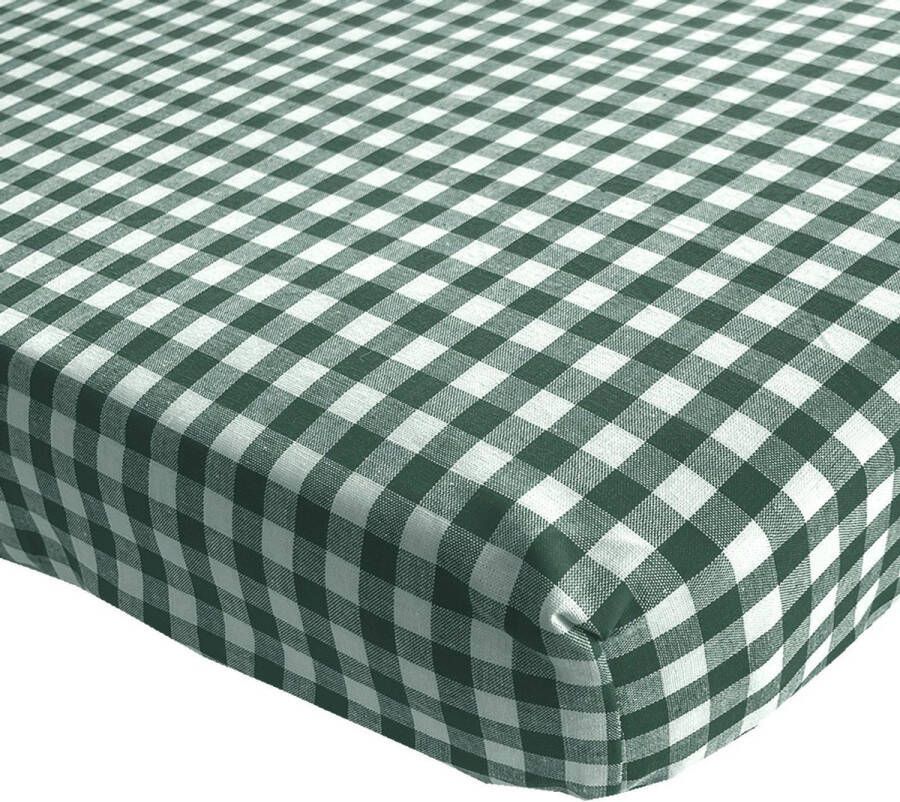 BINK Bedding Hoeslaken BB donkergroen 1 cm ruit 70 x 150 cm juniorbed peuterbed kinderkamer groen ruit Vichy boerenbont