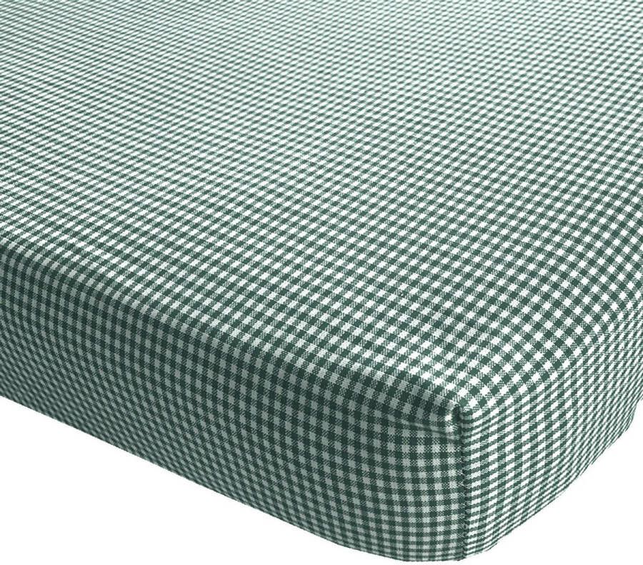BINK Bedding Hoeslaken BB donkergroen 2 mm ruit 70 x 150 cm juniorbed peuterbed kinderkamer groen ruit Vichy boerenbont