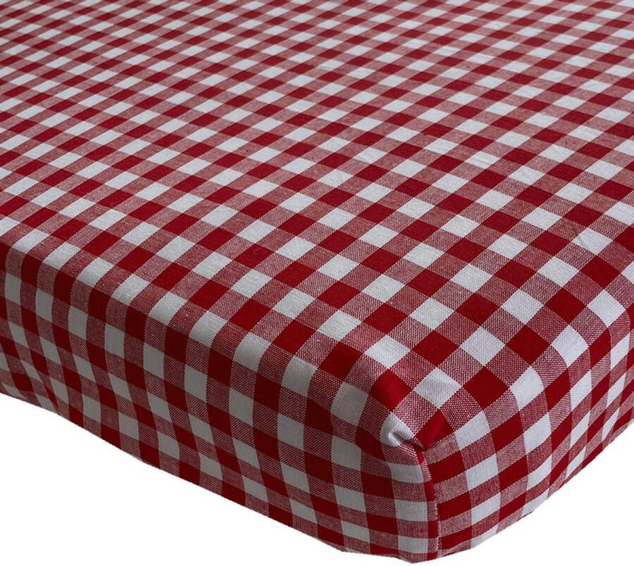 BINK Bedding Hoeslaken BB Rood 1 cm ruit 70 x 150 juniorbed peuterbed kinderkamer rood ruit Vichy boerenbont