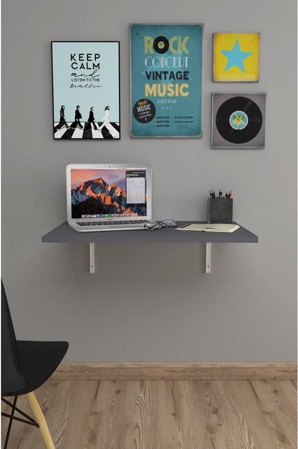 Bino 72x45 cm Klaptafel Wandtafel Keukentafel Balkontafel Bureau Mdf Antraciet