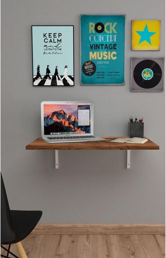 Bino 72x45 cm Klaptafel Wandtafel Keukentafel Balkontafel Bureau Mdf Okkernoot