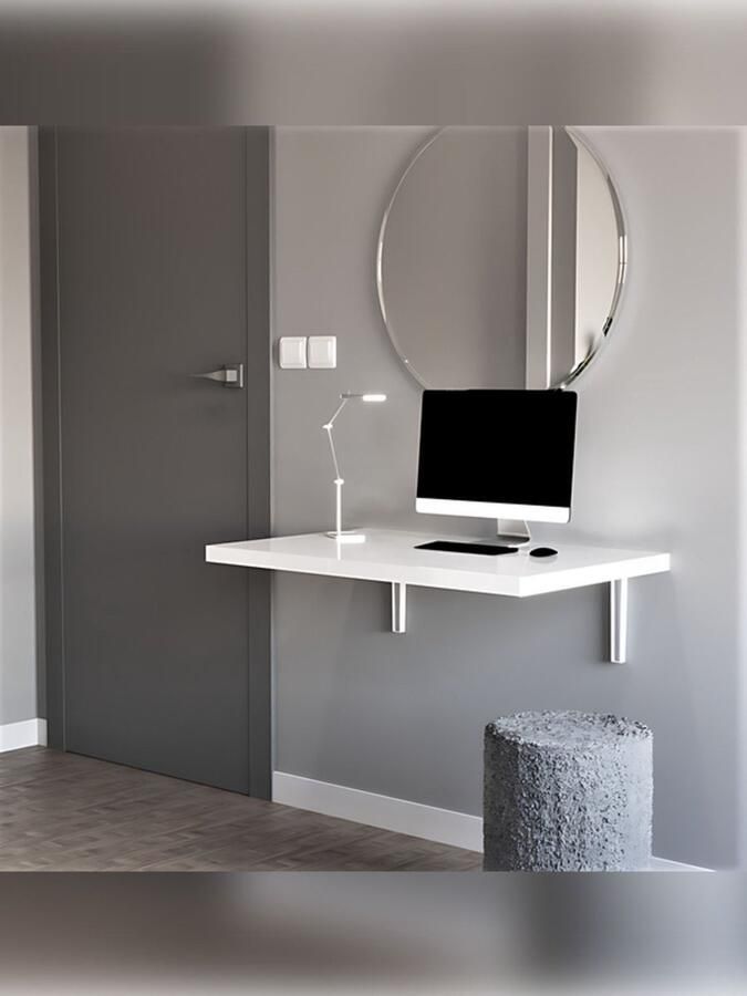 Bino 72x45 cm Klaptafel Wandtafel Keukentafel Balkontafel Bureau MDF Wit