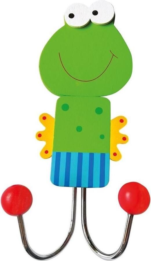 Bino Kapstok Kikker Junior 15 X 7 Cm Hout metaal Groen