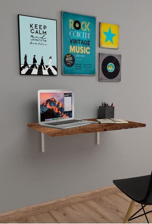 Bino Nestly 72x45 cm Klaptafel Wandtafel Keukentafel Balkontafel Bureau Mdf Okkernoot - Foto 2