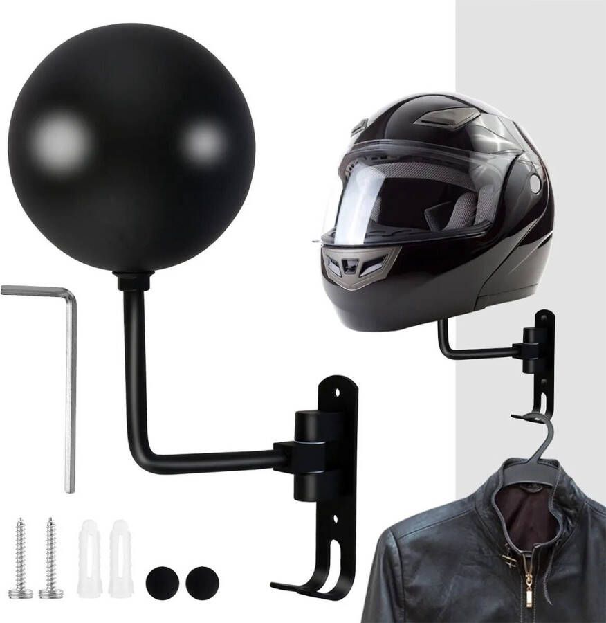 Birony Helmhouder Helm Kapstok Motor Accesoires Hoedenhouder Motorhelmen Scooterhelmen Fietshelmen Kapstok Wandkapstok Zwart