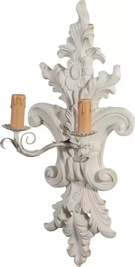 BISCOTTINI Armoedige wandlamp in hout en ijzer met antiek witte afwerking Made in Italy