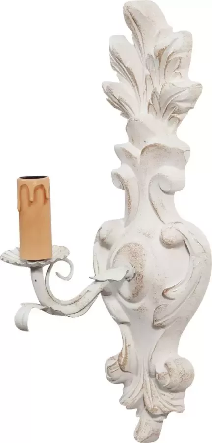 BISCOTTINI Armoedige wandlamp in hout en ijzer met antiek witte afwerking Made in Italy