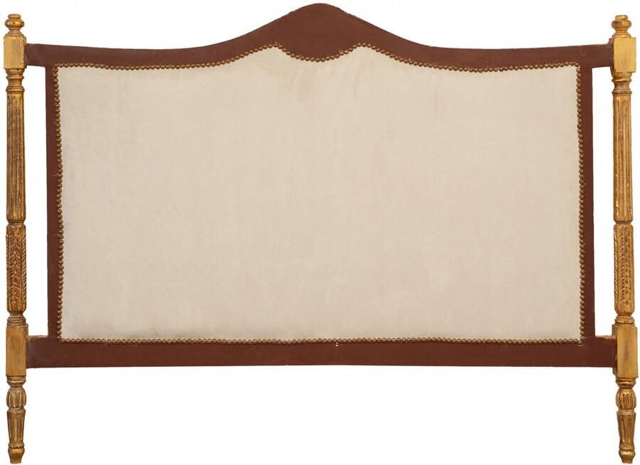 BISCOTTINI Bedhoofdbord ROYAL Gestoffeerd Bedhoofdeinde van Massief Beukenhout Antiek Goud + Beige Hoofdbord 180x6x134 cm Slaapkamer Decoratie