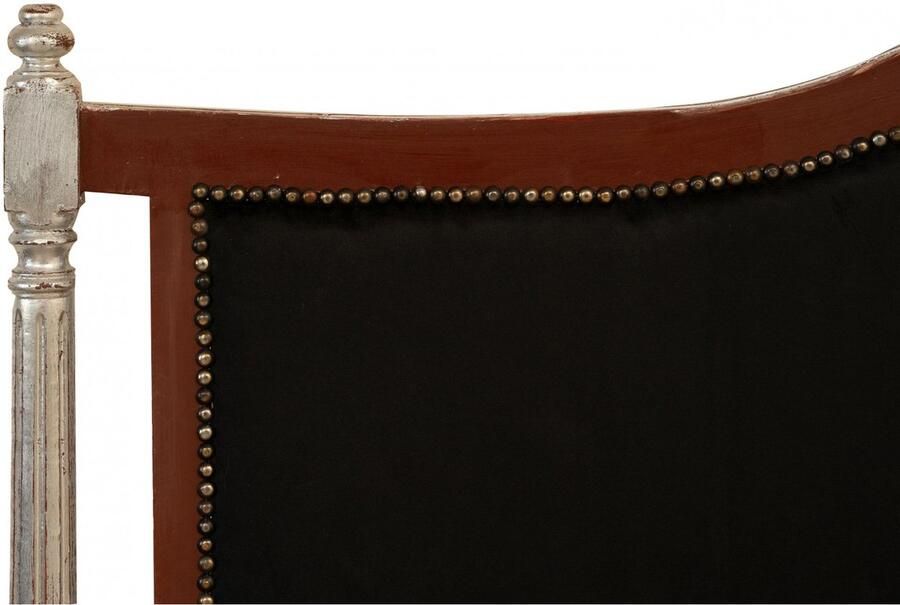 BISCOTTINI Bedhoofdbord ROYAL Gestoffeerd Bedhoofdeinde van Massief Beukenhout Antiek Zilver + Zwarte Hoofdbord 180x6x134 Slaapkamer Decoratie