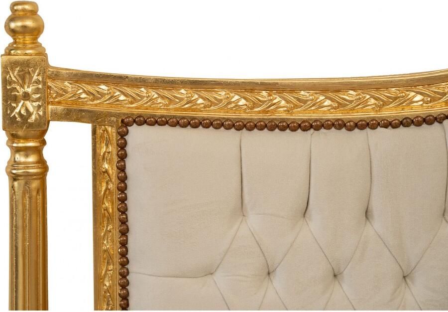 BISCOTTINI Bedhoofdbord ROYAL Gestoffeerd Bedhoofdeinde van Massief Beukenhout Bladgoud Afwerking + Beige Hoofdbord 180x6x134 cm