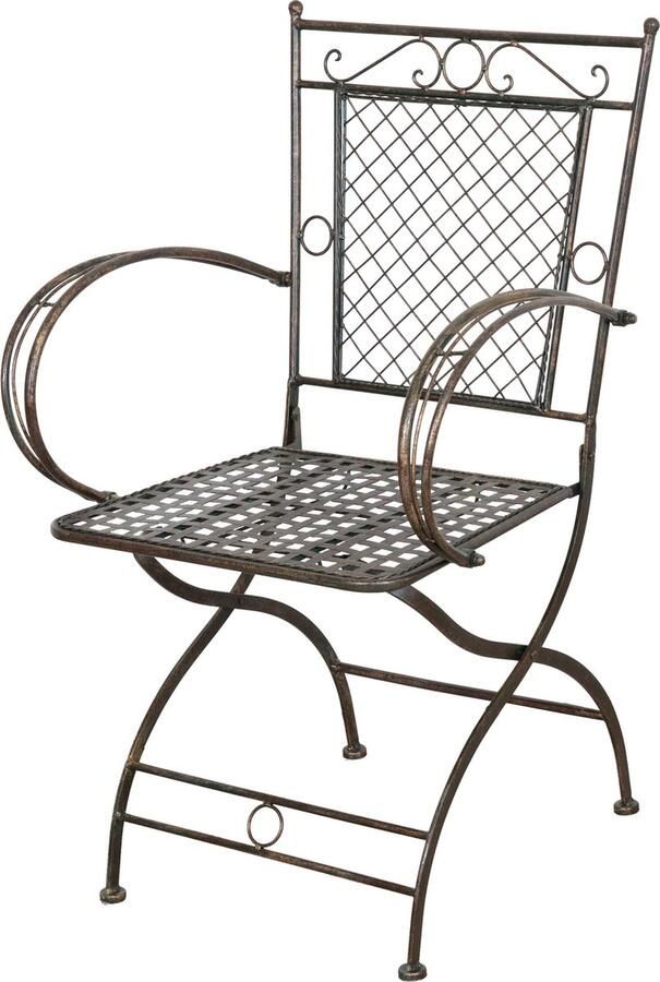 BISCOTTINI Bistrostoelen Met Armleuningen Tuinstoel Shabby Chic Massief Smeedijzer Antiek Afwerking -Stoel voor Balkon Terras Tuin -60x51x96cm