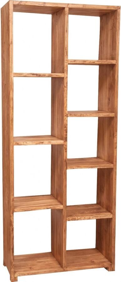 BISCOTTINI Boekenkast met 9 Legplanken CLASSIC Handgemaakte Vitrinekast van Massief Lindehout Natuurlijke Afwerking 82x36x201 cm Made in Italy