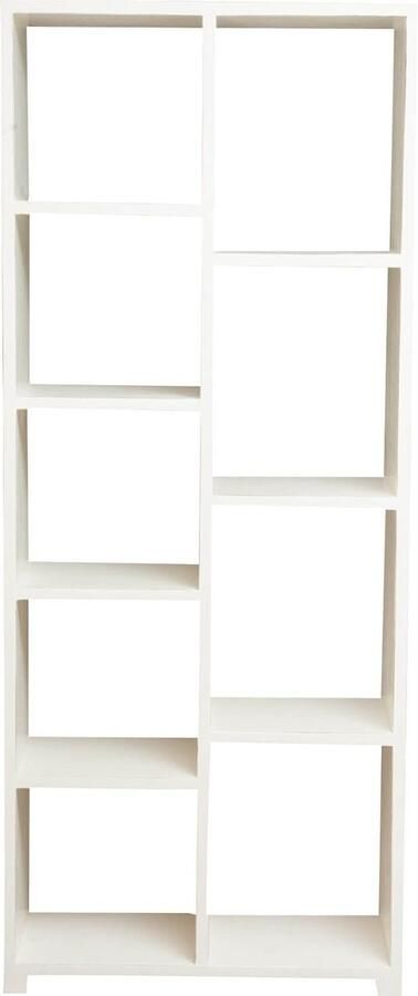 BISCOTTINI Boekenkast met 9 Legplanken CLASSIC Handgemaakte Vitrinekast van Massief Lindehout Antiek Wit 82x36x201 cm Made in Italy