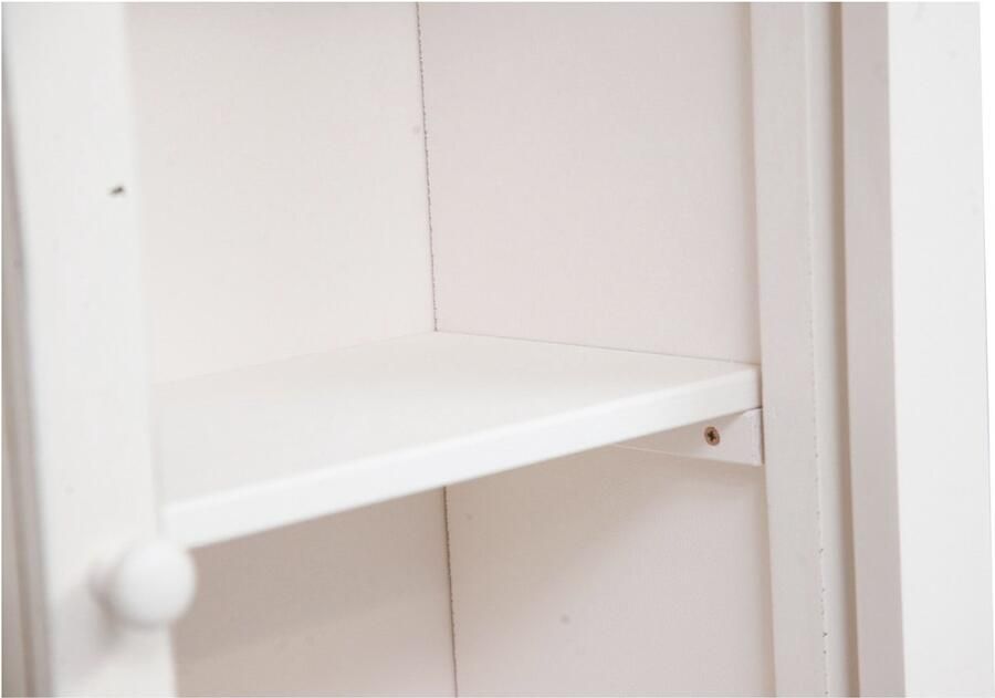 BISCOTTINI Boekenkast SOPHIE Vitrinekast met 4 legplanken 4 deuren Massief Lindehout Antiek Wit 68x25x130 cm Staande Showcase Made in Italy