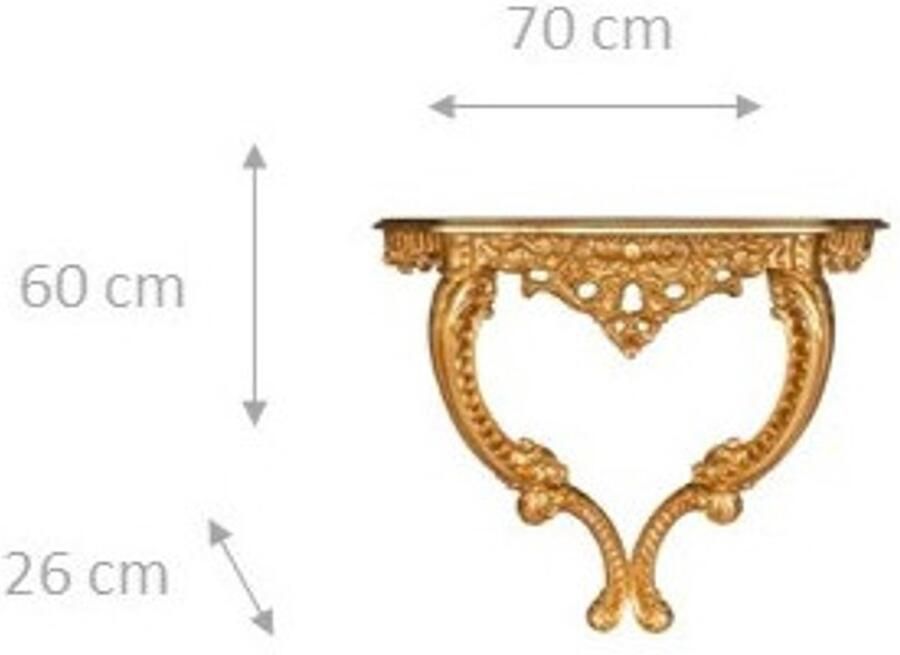 BISCOTTINI Console Tafel HARMONIE Houten Handgemaakte Wandtafel Sidetable Bladgoud Afwerking 70x27x58 cm voor hal woonkamer kantoor