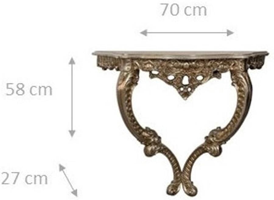 BISCOTTINI Console Tafel HARMONIE Houten Handgemaakte Wandtafel Sidetable Bladzilveren Afwerking 70x27x58 cm voor hal woonkamer kantoor