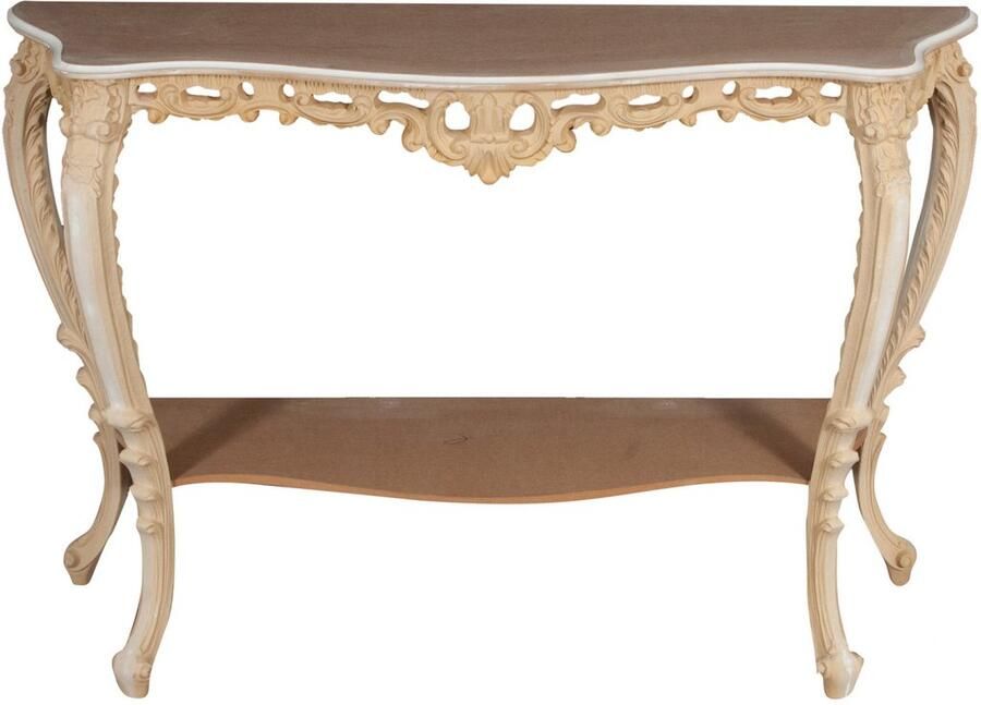 BISCOTTINI Console Tafel SHABBY Houten Wandtafel met 2 legplanken Haltafel Ruwe Afwerking Sidetable 130x36x88 cm voor Hal Woonkamer