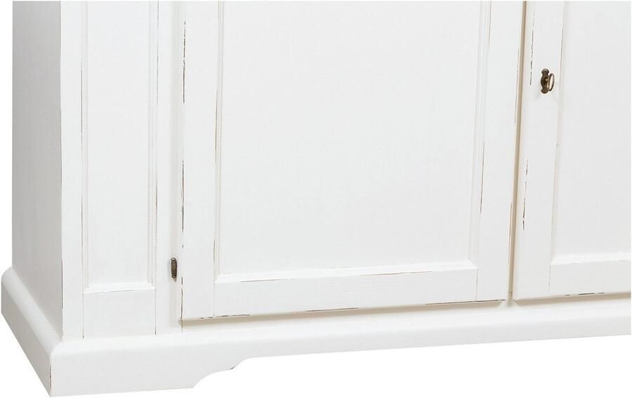 BISCOTTINI Dressoir met 2 deuren en 2 legplanken PETER Commode Massief Lindehout Antiek Wit 180x58x105 cm Handgemaakte TV-meubels Haltafel