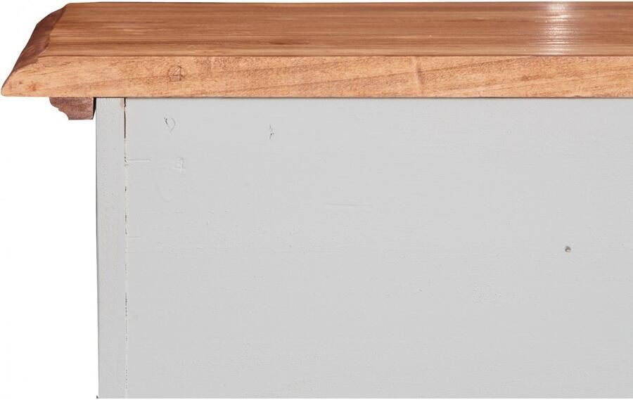 BISCOTTINI Dressoir met 2 laden en 2 deuren COUNTRY III Commode Massief Lindehout Antiek Wit + Natuurlijke Afwerking 110x45x103 cm Haltafel