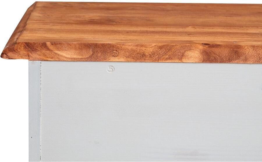 BISCOTTINI Dressoir met 3 schuifdeuren en 3 laden COUNTRY IV Commode Massief Lindehout Antiek Wit + Natuurlijke Afwerking -197x50x91cm- TV-meubels