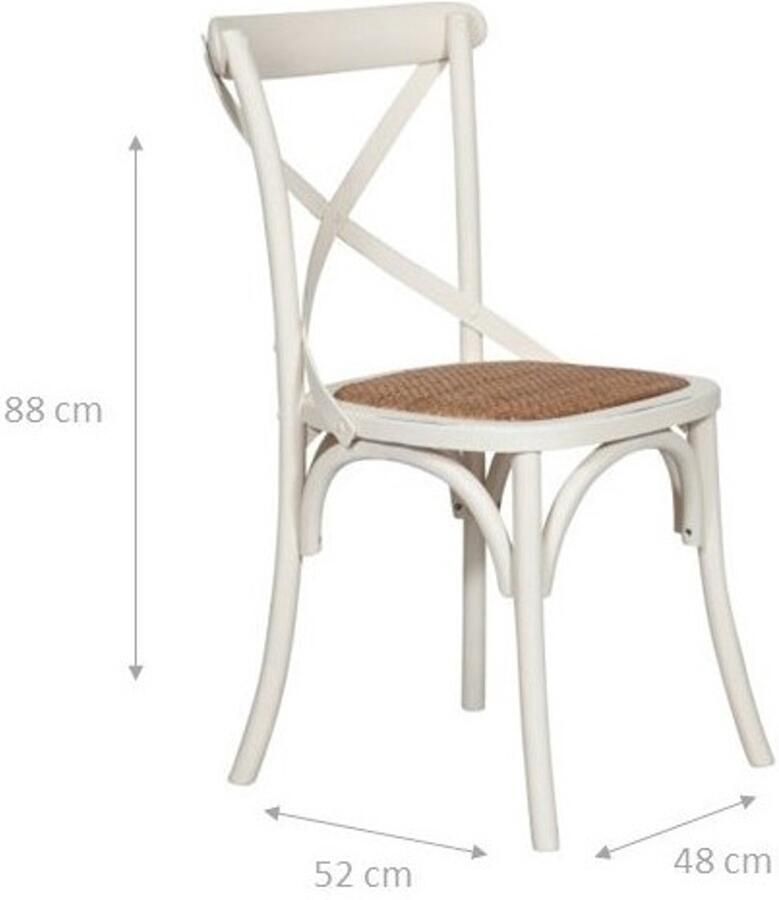 BISCOTTINI Eetkamerstoel Design Keukenstoel Massief Essen Wit Afwerking Houten Bistrostoel voor woonkamer keuken restaurants 48x52x88cm