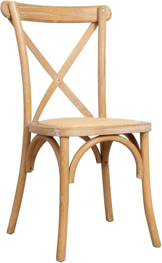 BISCOTTINI Eetkamerstoel Keuken Stoelen Massief Essen en Rotan Natuurlijke Afwerking Houten Bistrostoel -44x88x42cm- Klassiek Tijdloos ontwerp